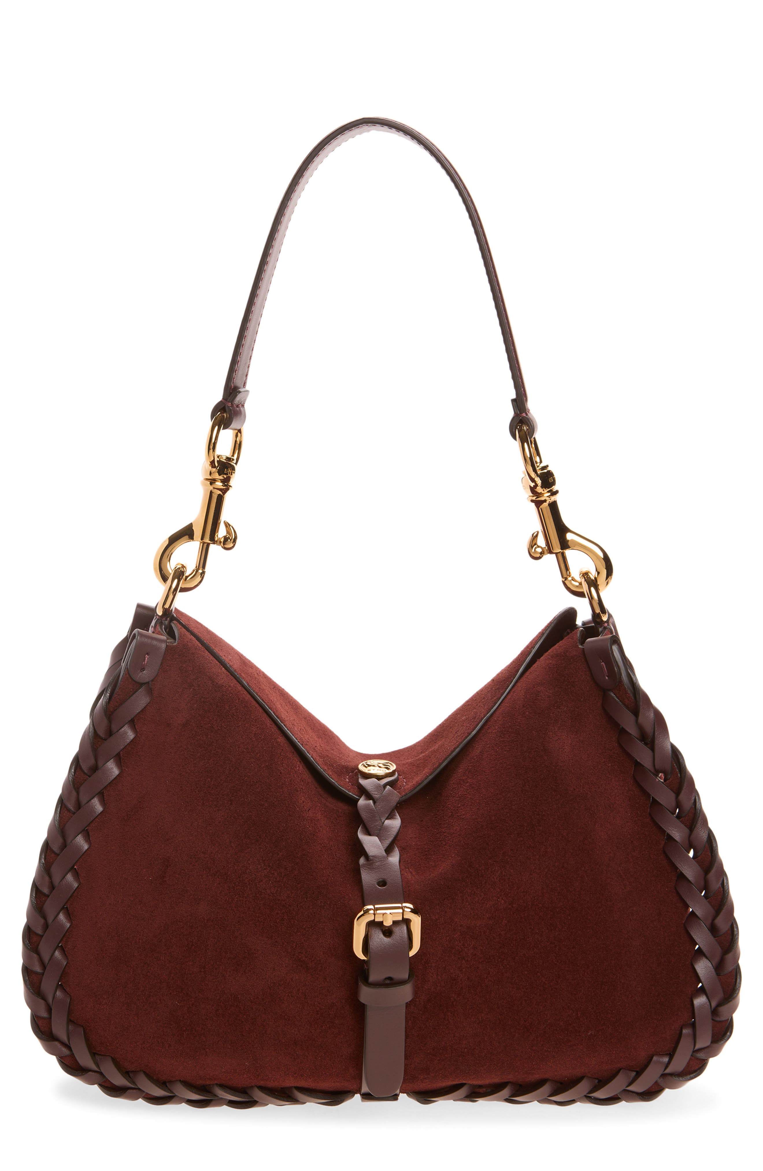 Braided Suede Crossbody Bag, Main, color, BORDEAUX SCURO