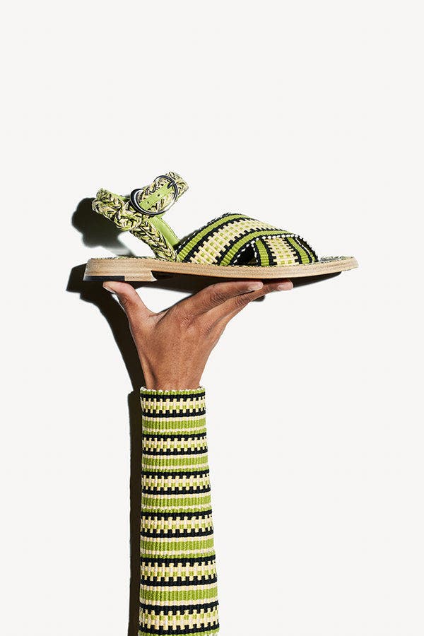 Amambaih Aurora Flat Sandals, Alternate, color, Olive