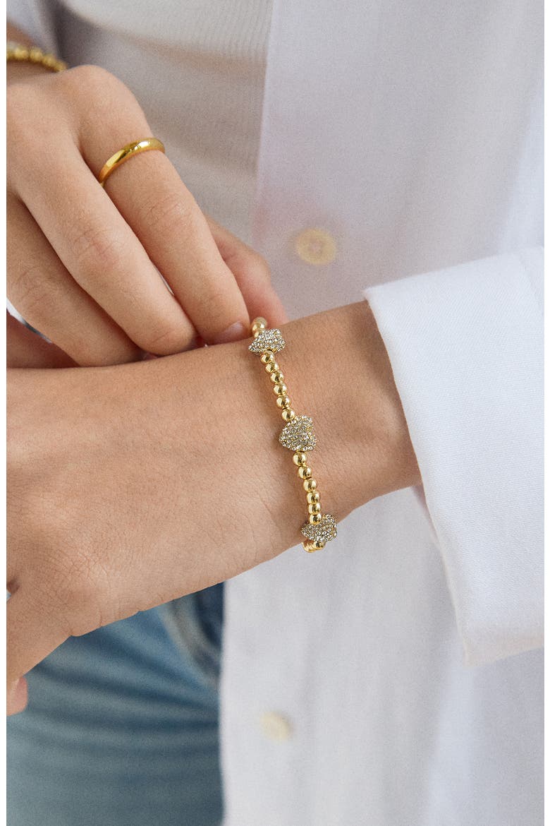 Pavé Pisa Station Beaded Bracelet, Alternate, color, GOLD HEART