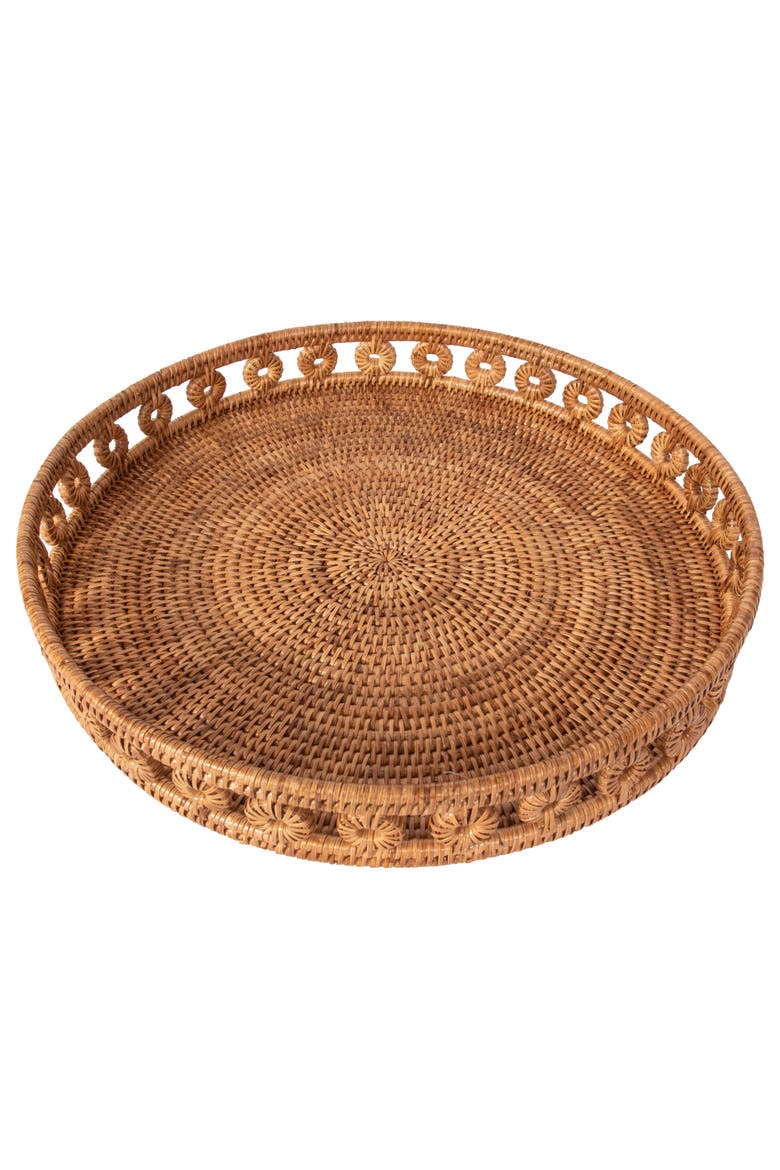Artifacts Rattan Inna Design Round Tray, Main, color, Honey Brown