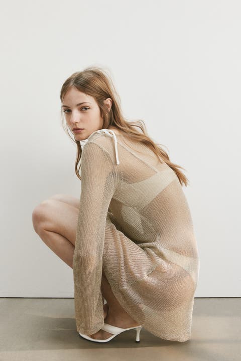 Shimmery Flared-skirt Dress