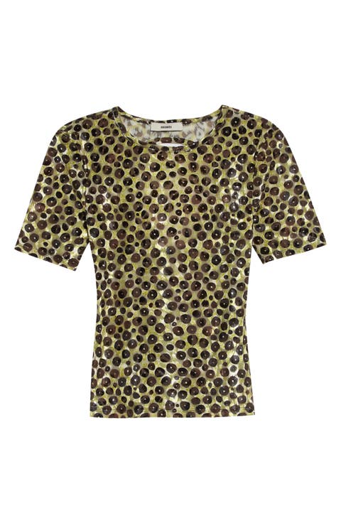 Idyl Print Velvet Devoré Cutout Back Top