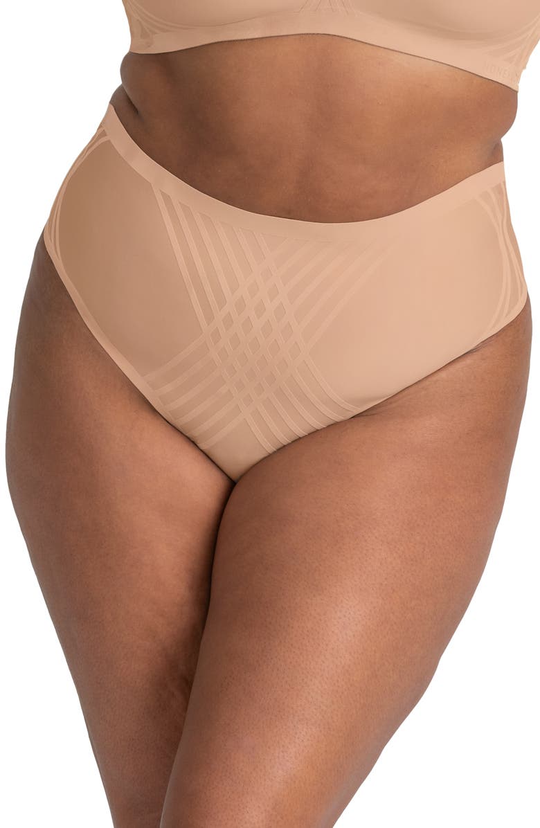Honeylove Silhouette Shaping Thong, Alternate, color, Sand