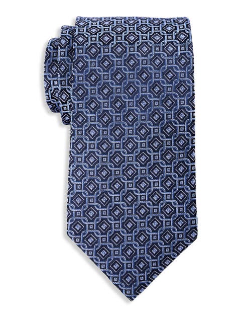 Big & Tall Tonal Geometric Link Silk Tie