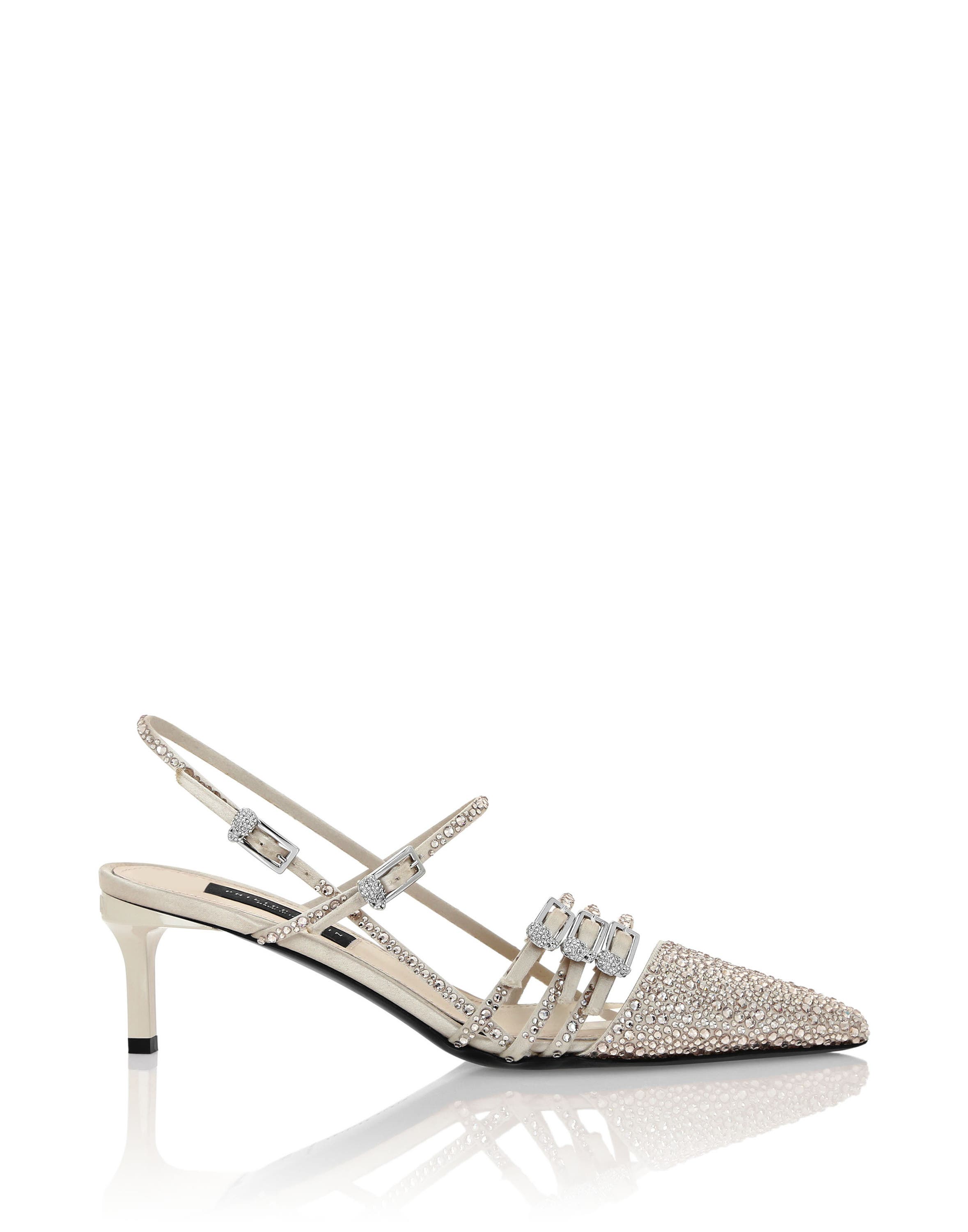 Multi-Strap Mid-Heel Slingbacks 5 Mix Strass Women, Alternate, color, beige