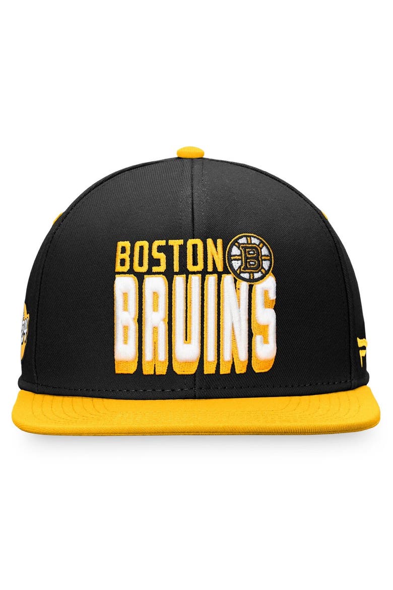 Men's Fanatics Branded Black/Gold Boston Bruins Heritage Retro Two-Tone Snapback Hat, Alternate, color, Black