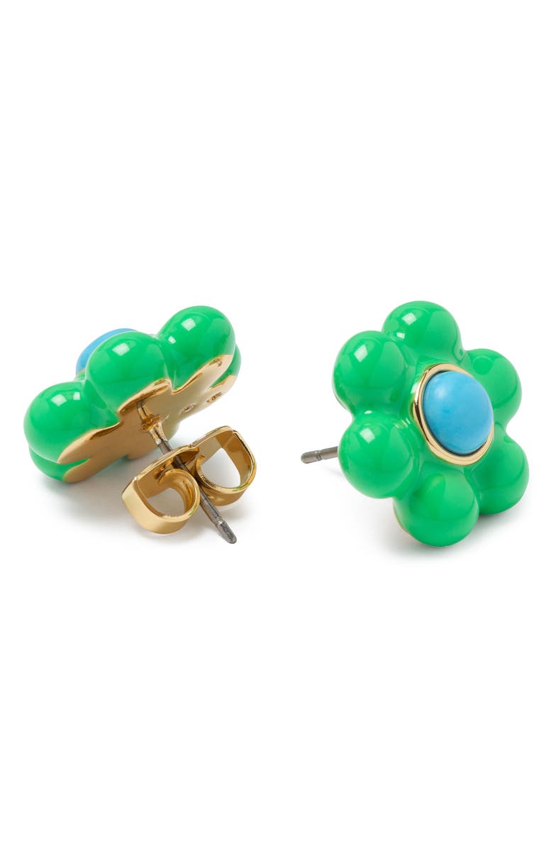 Kate Spade New York petal puff stud earrings, Alternate, color, Green Multi/ Gold