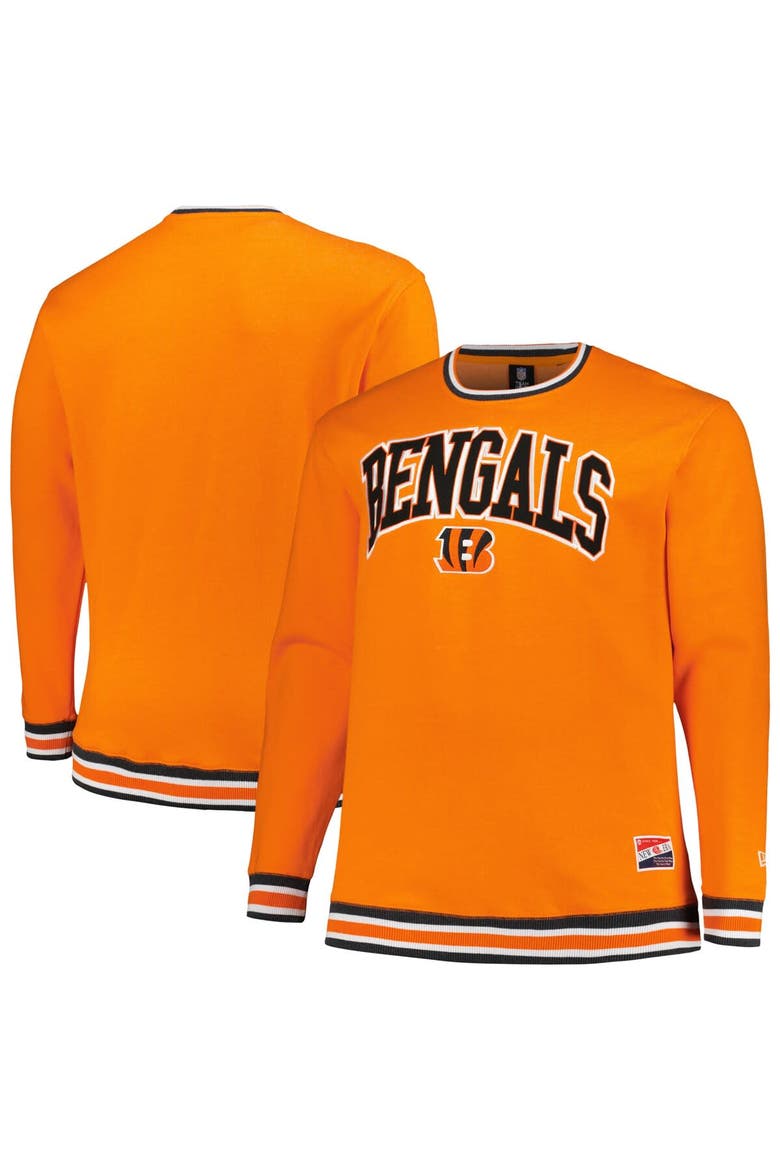 Men's New Era Orange Cincinnati Bengals Big & Tall Pullover Sweatshirt, Main, color, Orange