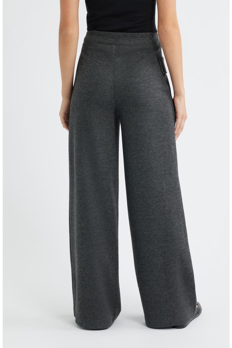 Herringbone Wide Leg Pull-On Pants, Alternate, color, GREY