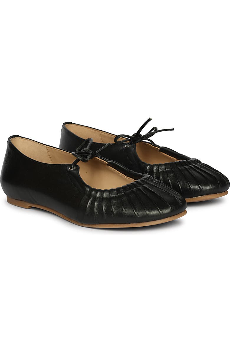 Jelavu Ellie Tied Bow Ruched Ballerina, Main, color, Black