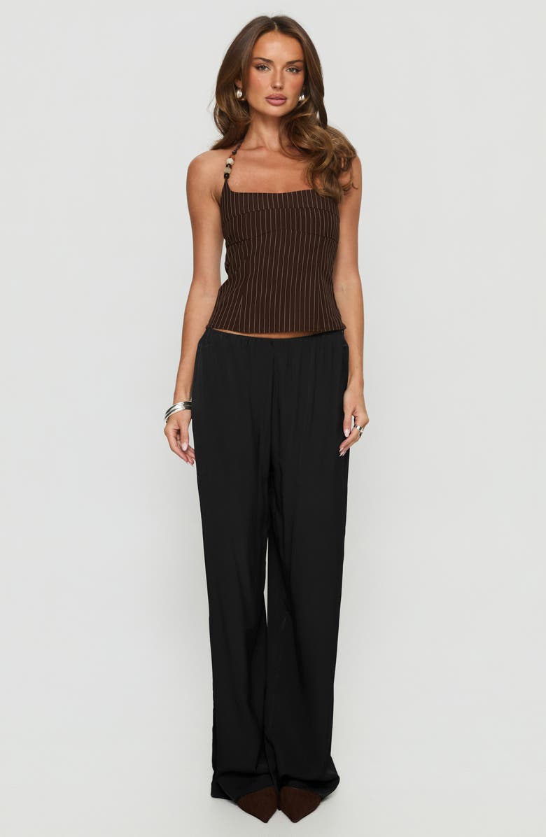 Princess Polly Cherise Bead Detail Halter Top, Alternate, color, Brown Pinstripe