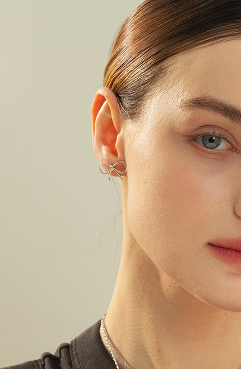 Bearfruit Jewelry Sterling Silver 18k Gold Plated Colette Bow Earrings Dainty Gift, Alternate, color, Silver