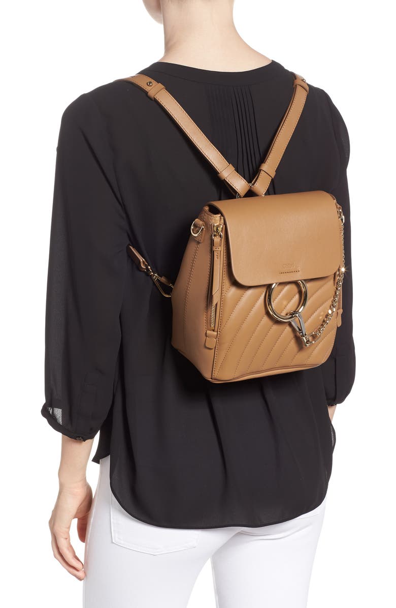 Chloé Small Faye Quilted Leather Backpack, Alternate, color,