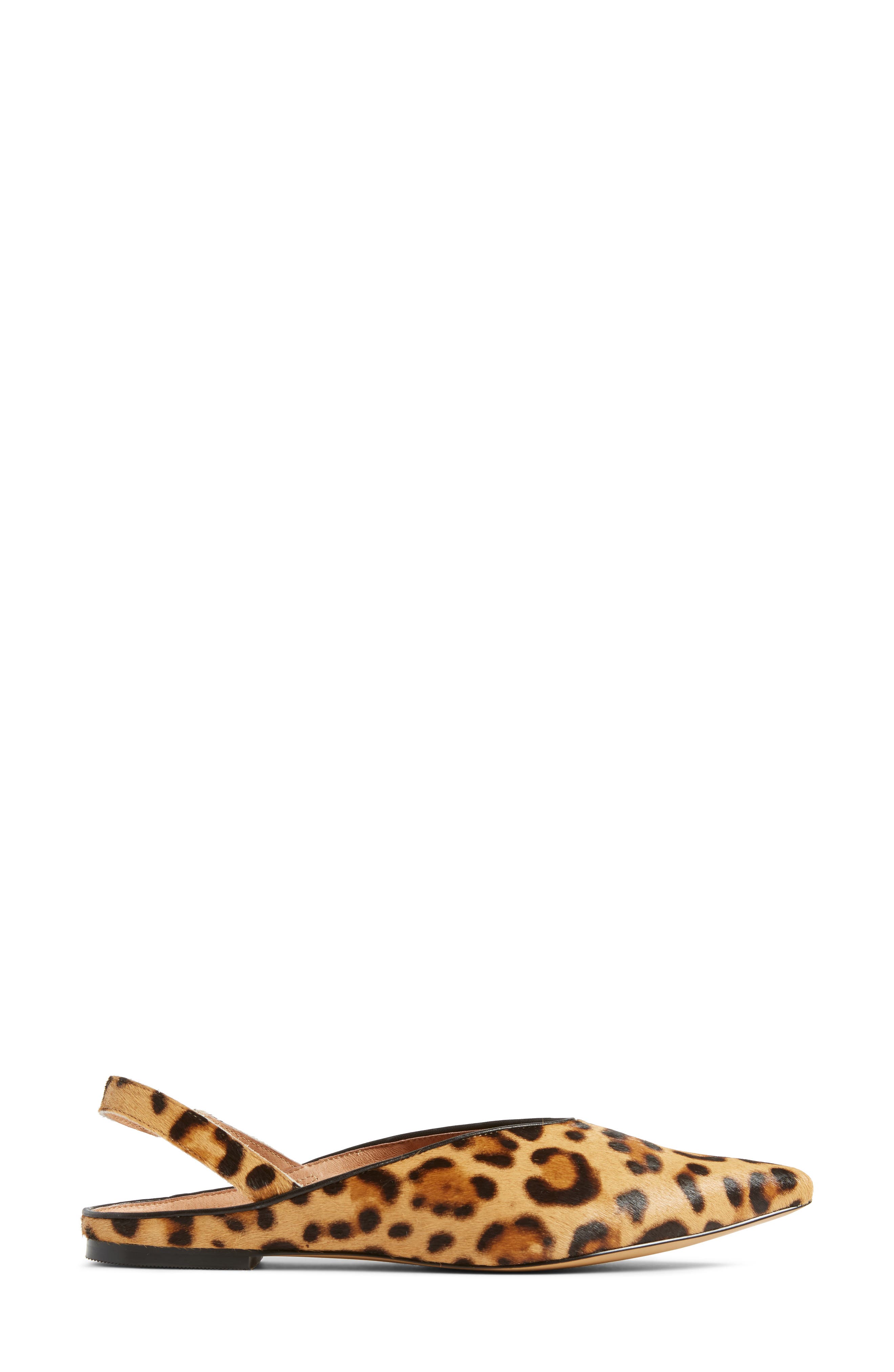 Sadie Genuine Calf Hair Slingback Flat, Alternate, color, DARK LEOPARD CALF HAIR