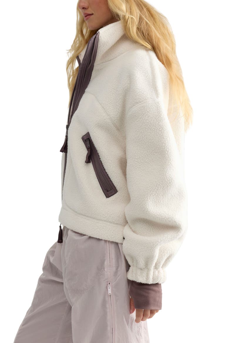 Hit the Slopes Stand Collar Fleece Jacket, Alternate, color, CREAM CLOUD