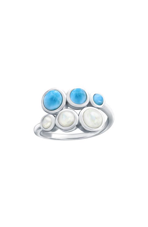 Sterling Silver Mother-of-Pearl & Larimar Ring