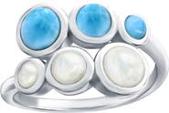 SIMONA Sterling Silver Mother-of-Pearl & Larimar Ring