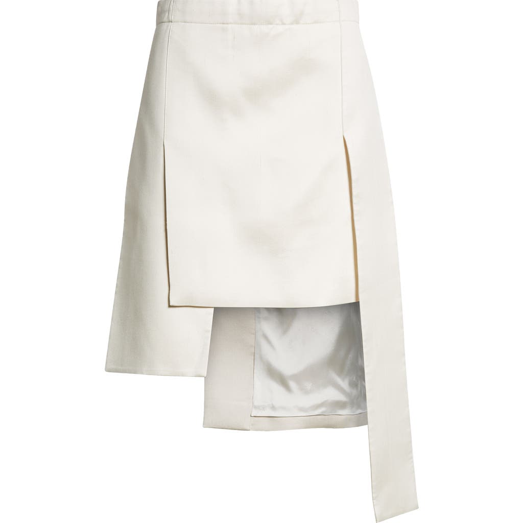 Setchu Layered Asymmetric Silk Wool Midi Skirt In N. White