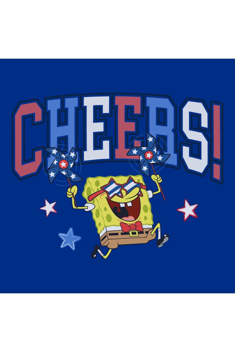 Juniors SpongeBob SquarePants Cheers Celebration T Shirt, Alternate, color, Royal Blue