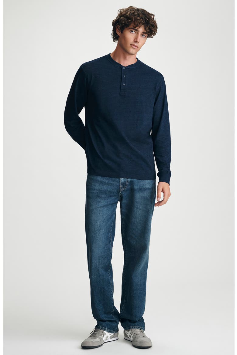 Long Sleeve Slub Cotton Henley, Alternate, color, DARK INDIGO