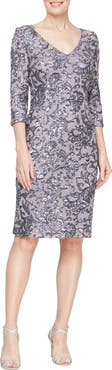 Alex Evenings Sequin Sheath Cocktail Dress