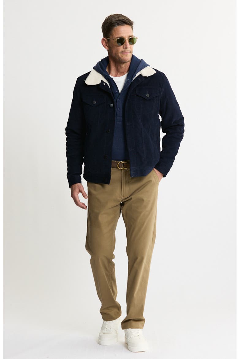 Faux Shearling Lined Trucker Jacket, Alternate, color, NAVY