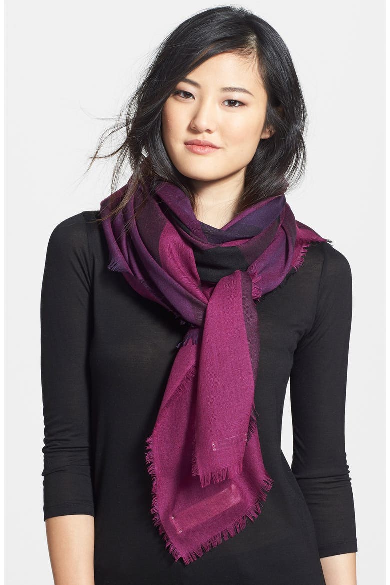 Mega Check Merino Wool Scarf, Main, color, BRIGHT VIOLET CHECK