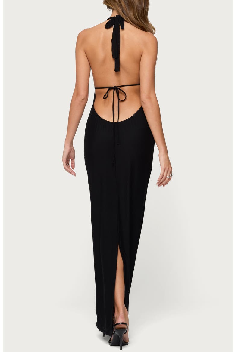Laretta Cowl Neck Open Back Maxi Dress, Alternate, color, BLACK