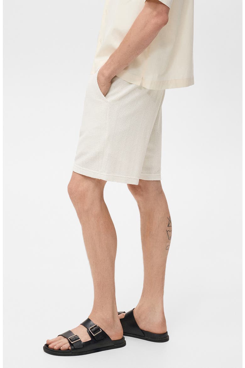Structured Knit Shorts, Alternate, color, OFF WHITE