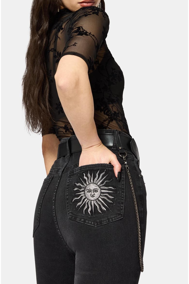 Reina Celestial Denim Kick Flare Jean, Alternate, color, Black