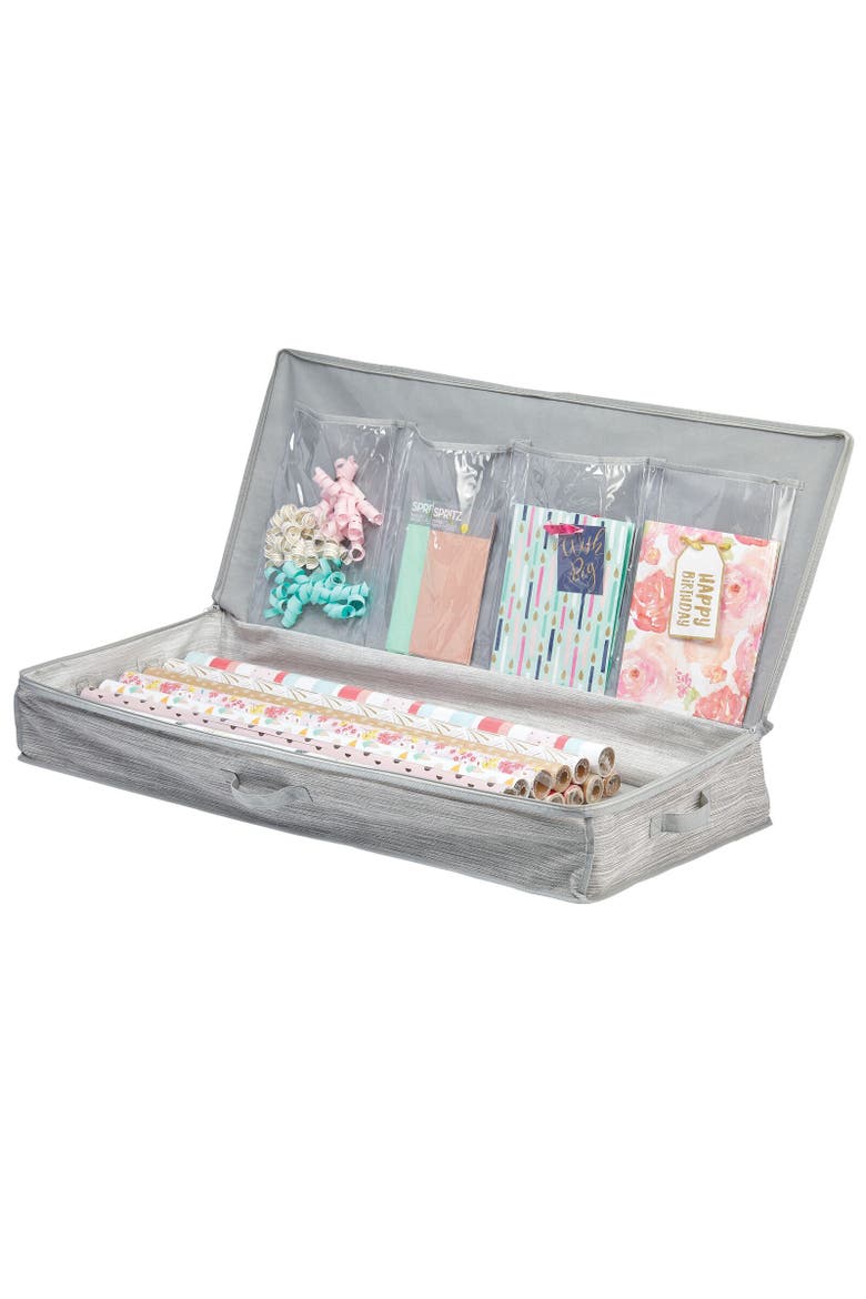 Long Gift Wrapping Organizer Storage Bag w/ Handles, Zipper, Alternate, color, Taupe