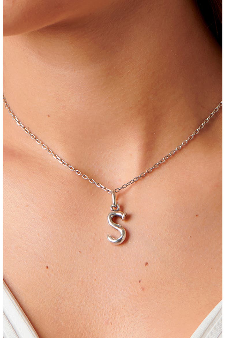 Sterling Silver-Plated Letter S Charm, Alternate, color, Silver