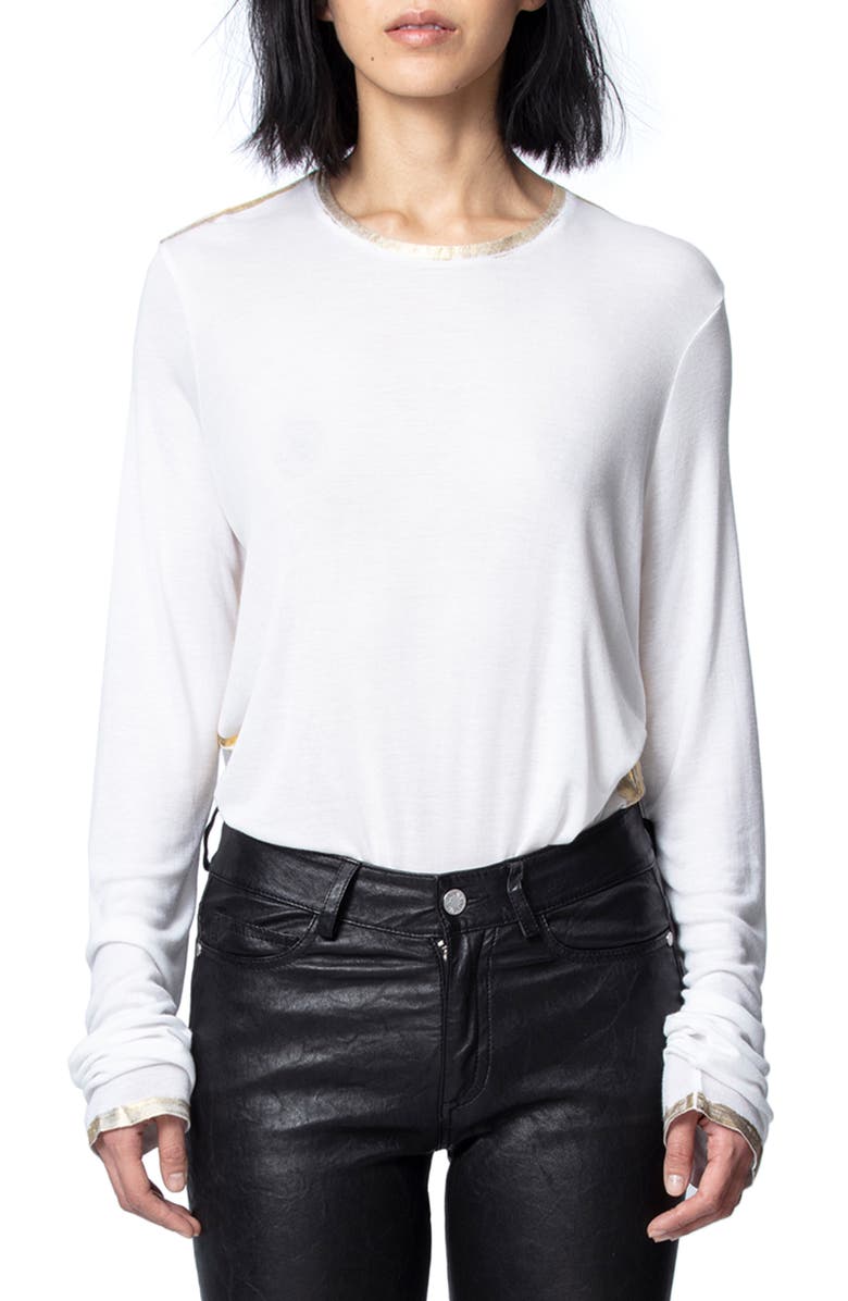 Zadig & Voltaire Willy Gold Foil Tee, Main, color, 