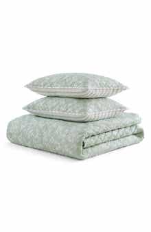 French Bird Floral Reversible Quilt Set