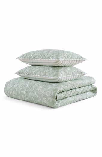French Bird Floral Reversible Quilt Set