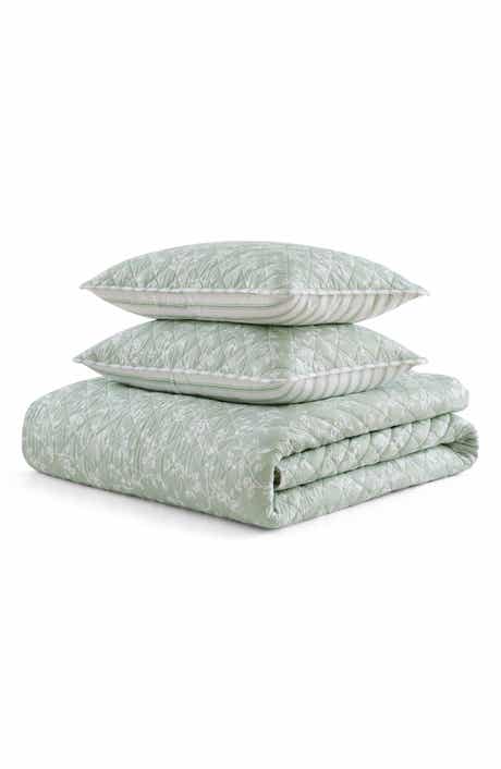French Bird Floral Reversible Quilt Set