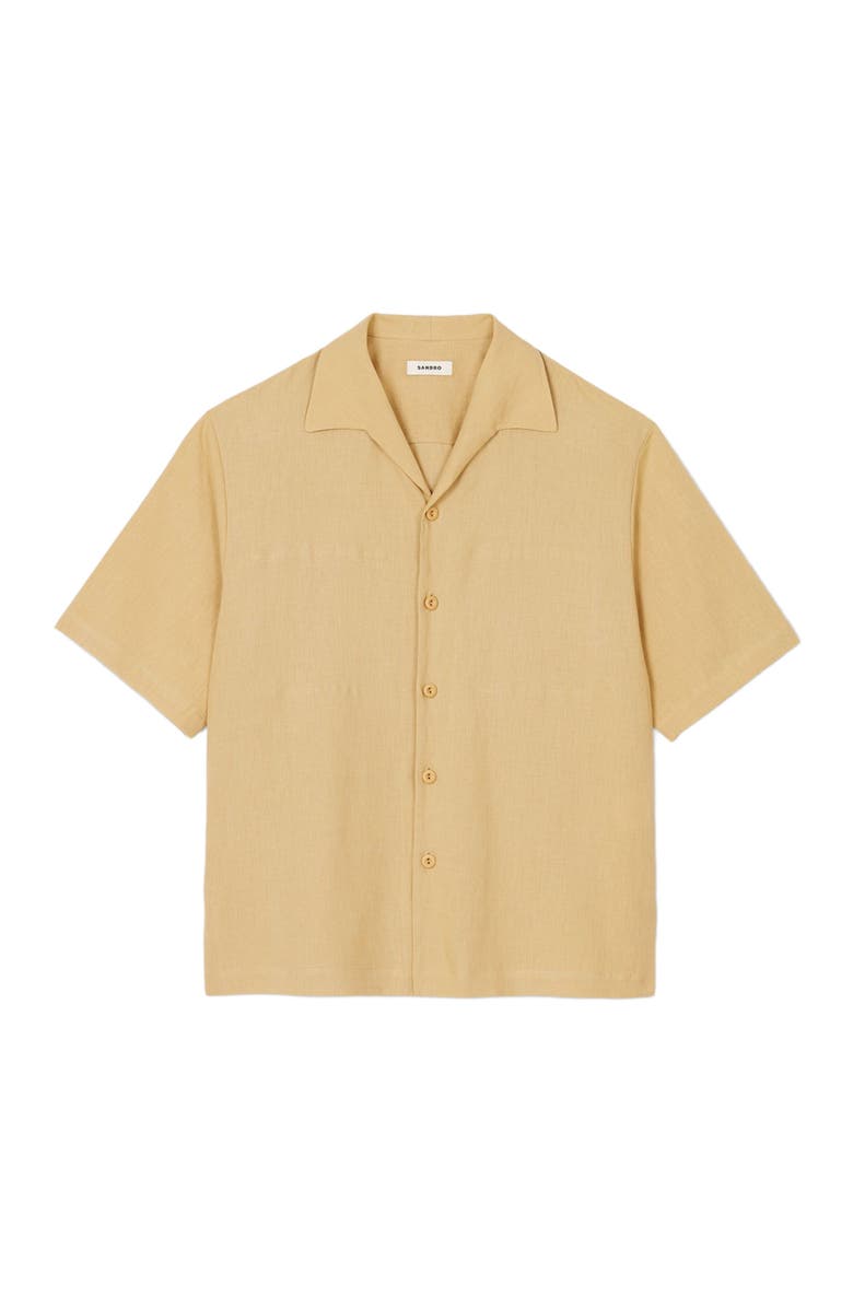 SANDRO Cotton and linen shirt, Alternate, color, Nut