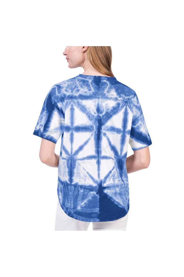 Women's G-III 4Her by Carl Banks Royal Philadelphia 76ers Tournament Raglan Oversized Tie-Dye V-Neck T-Shirt, Alternate, color, Royal