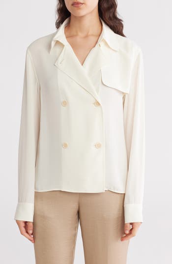 THEORY THEORY DOUBLE BREASTED TRENCH BLOUSE