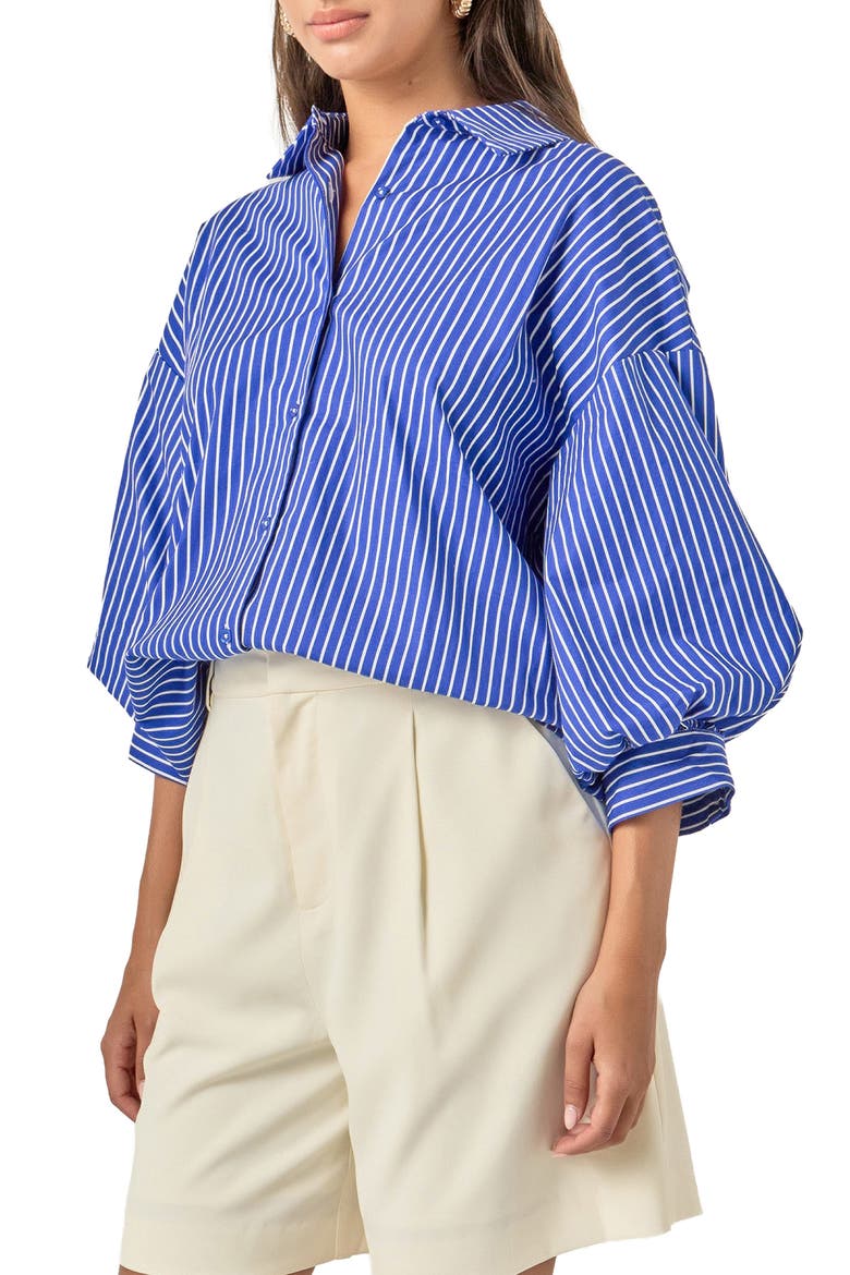 Stripe Balloon Shirt, Alternate, color, COBALT