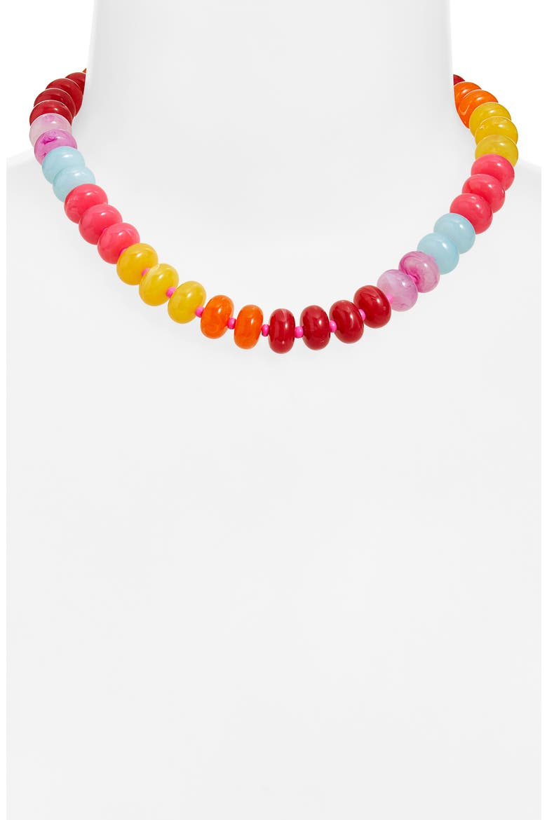 12mm Beaded Necklace, Alternate, color, PINK MULTI- GOLD