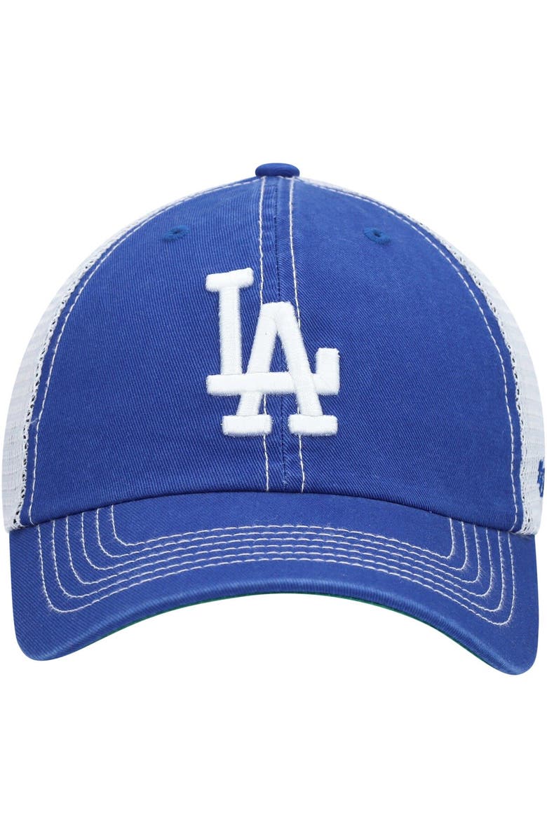 '47 Men's '47 Royal/White Los Angeles Dodgers Trawler Clean Up Trucker Snapback Hat, Alternate, color, 