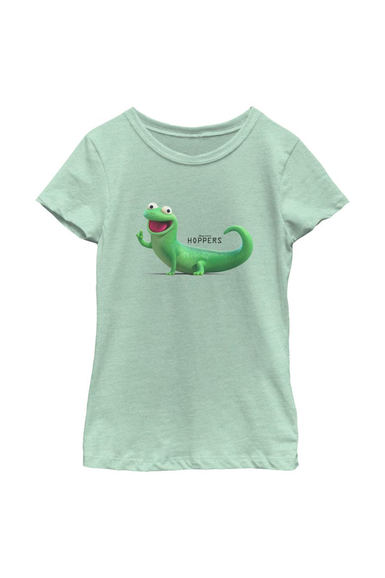 Girls' Tom Lizard Happy and Cute Pose Short Sleeve Graphic T-Shirt, Main, color, Mint