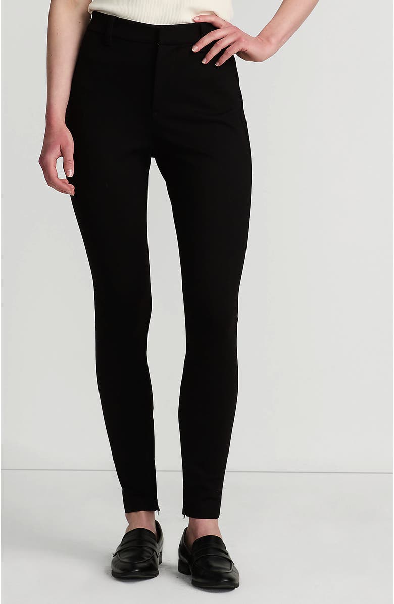 Lands' End High Rise Ponte Polished Leggings, Alternate, color, Black