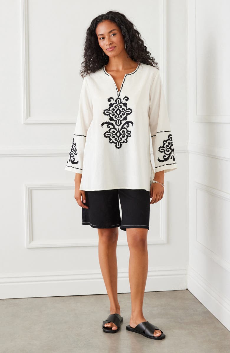 Karen Kane Embroidered Cotton Tunic Top, Alternate, color, 