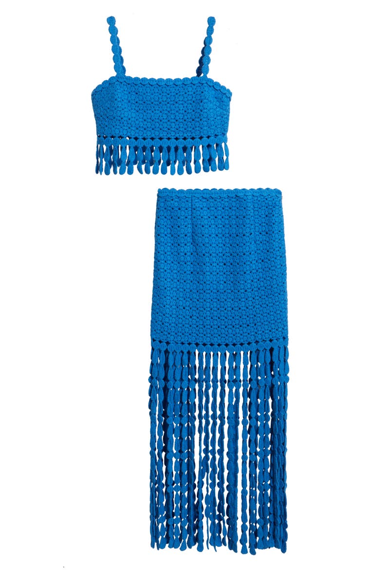 Elie Two-Piece Fringe Dress, Alternate, color, CORNFLOWER
