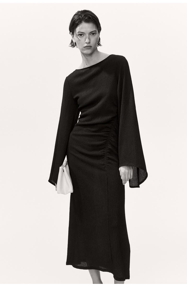 H&M Trumpet-sleeved Jersey Dress, Alternate, color, Dark Brown