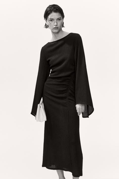 Trumpet-sleeved Jersey Dress