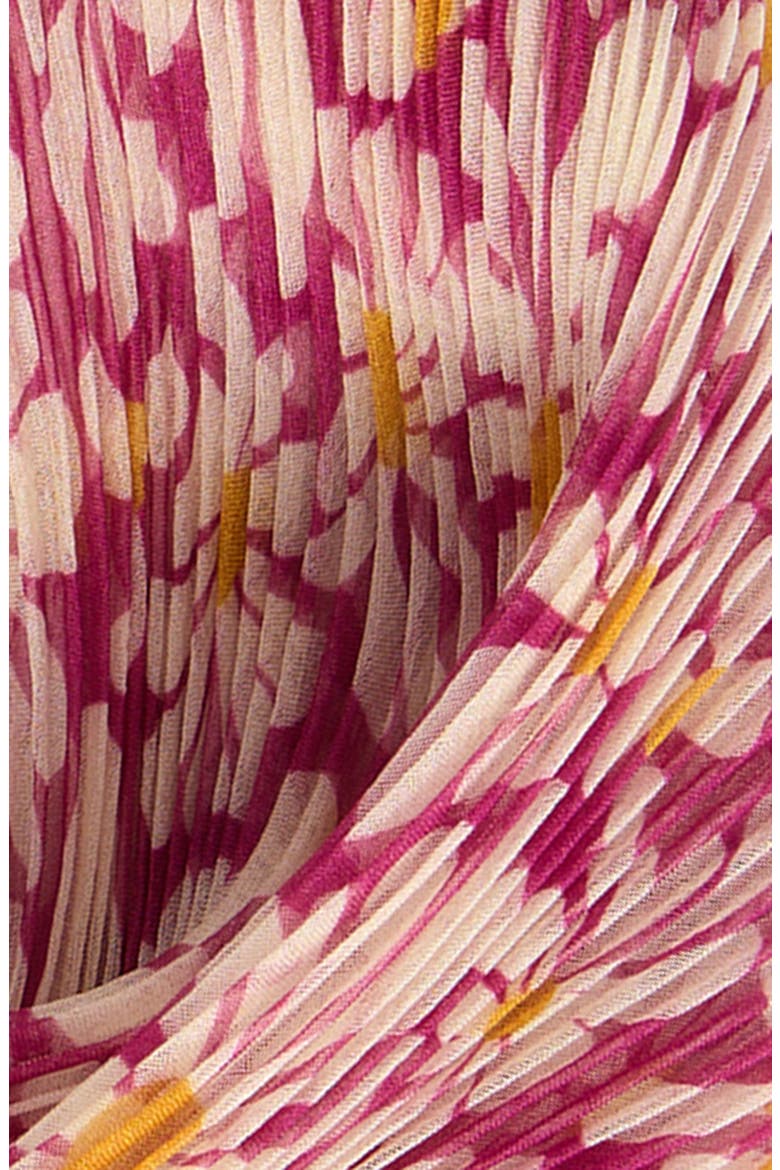 Daisy Print Plissé Silk Chiffon Diamond Scarf, Alternate, color, WISTERIA PURPLE