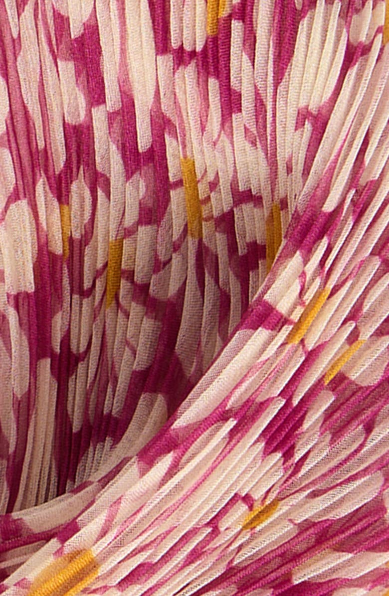 Burberry Daisy Print Plissé Silk Chiffon Diamond Scarf, Alternate, color, Wisteria Purple